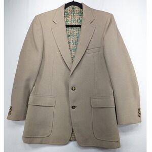 Vintage Knack Tan Blazer 70s Psychedelic Lining Mens Medium Union Made USA